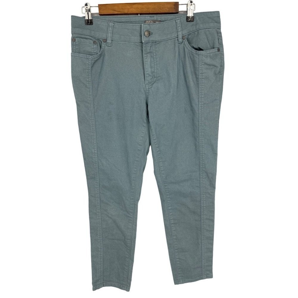 Prana Carlotta Crop Pants Starling Green Blue W41180056 Mid Rise Size 14/32